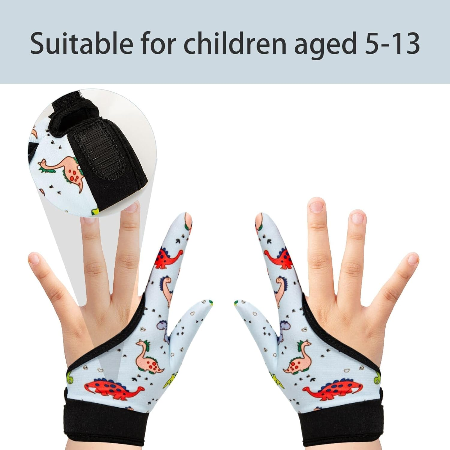 4 Pcs Thumb Sucking Guard Gloves for Kids Ages 5-10, Breathable Sensory Gloves to Stop Thumb Sucking & Nail Biting, Soft Cotton anti Suck Guard with Chewy Compression (Dinosaur 02) image number 1