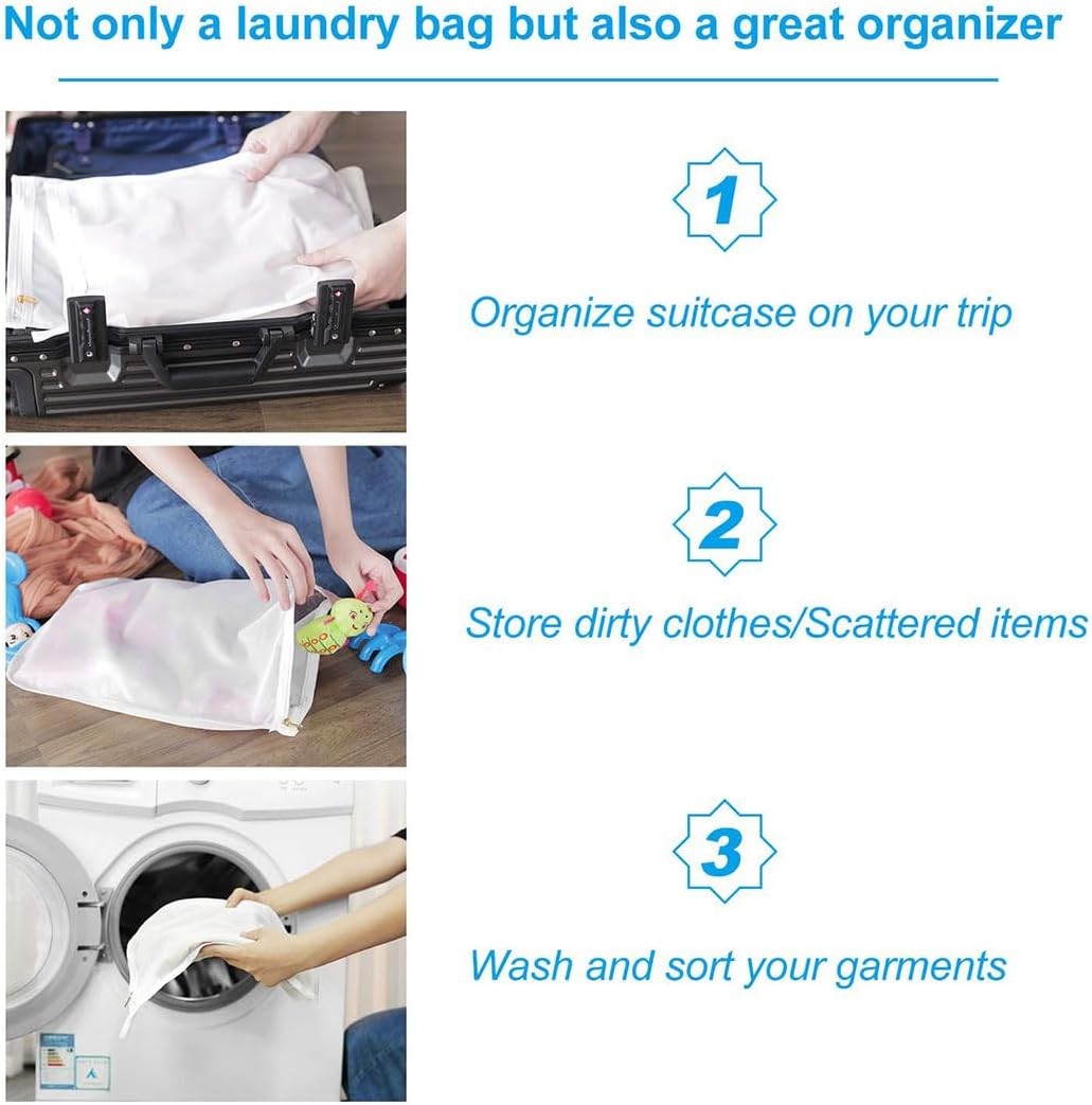 Delicates Laundry Bags, 3 Pack Fine Mesh Wash Bags with Premium Zipper, Durable Delicates Bag for Washing Machine, Laundry Bags for Blouse,Hosiery,Stocking, Underwear,Sweaters image number 1