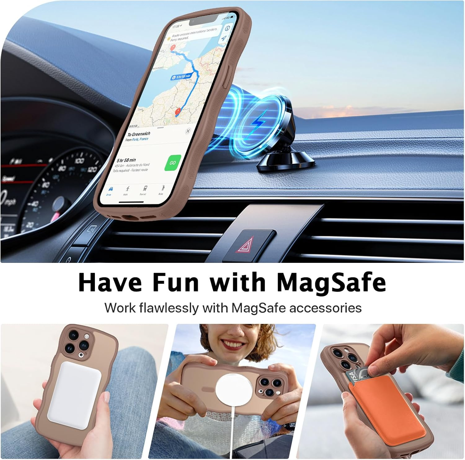 BENTOBEN for Iphone 13 Pro Max Case, Magnetic Wavy Matte Phone Cases Compatible with Magsafe, Anti-Slip Wave Edge Shockproof Full Body Protective Cover for Iphone 13 Pro Max 6.7 Inch, Desert Titanium image number 2