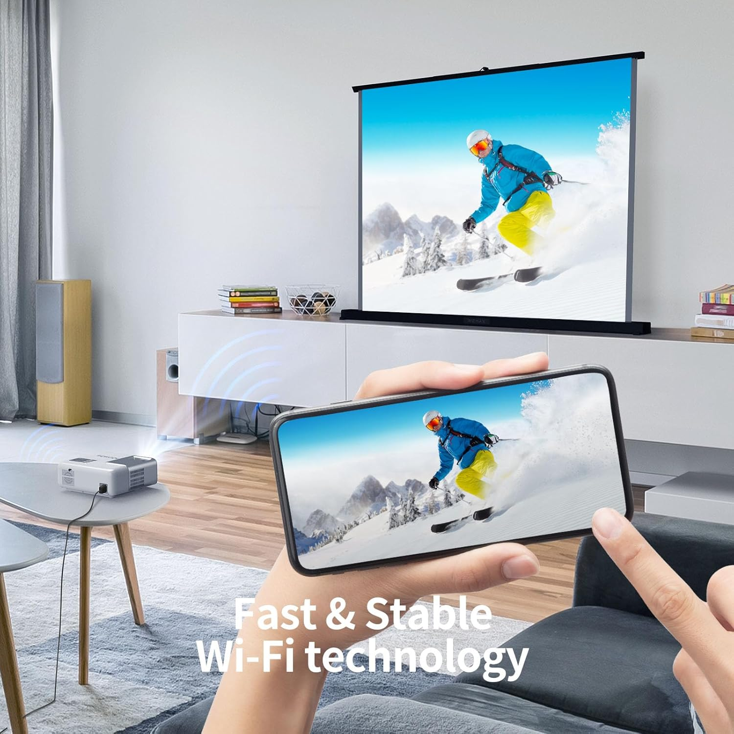 5G Wifi Projector 1080P Full HD WEWATCH 230" Projection Size LED Portable Outdoor Projector with Speaker, Video Projector for Outdoor Movies, Compatible with HDMI, USB, TV Stick,Tf,Av,Ps5,Smartphone image number 1