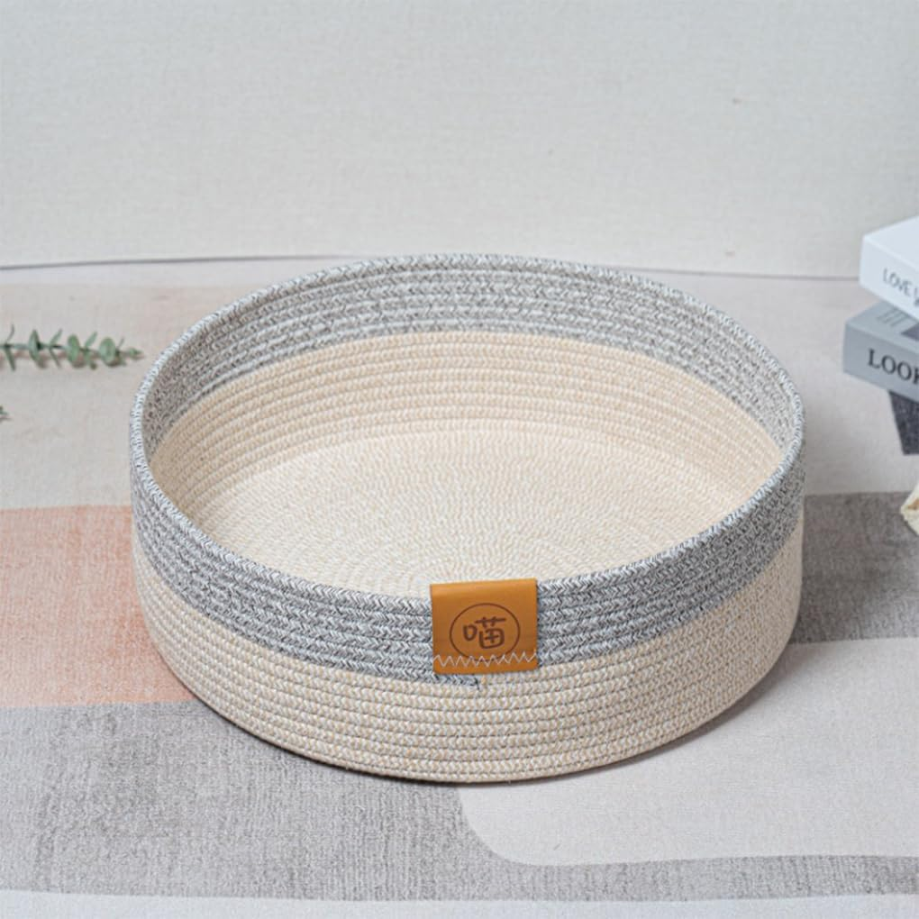 Cat Basket Bed Wicker Scratching Comfortable Woven Kitten Nesting Pad Woven Cat Bed Basket Woven Kitten Basket Cat, B, 40Cm image number 5