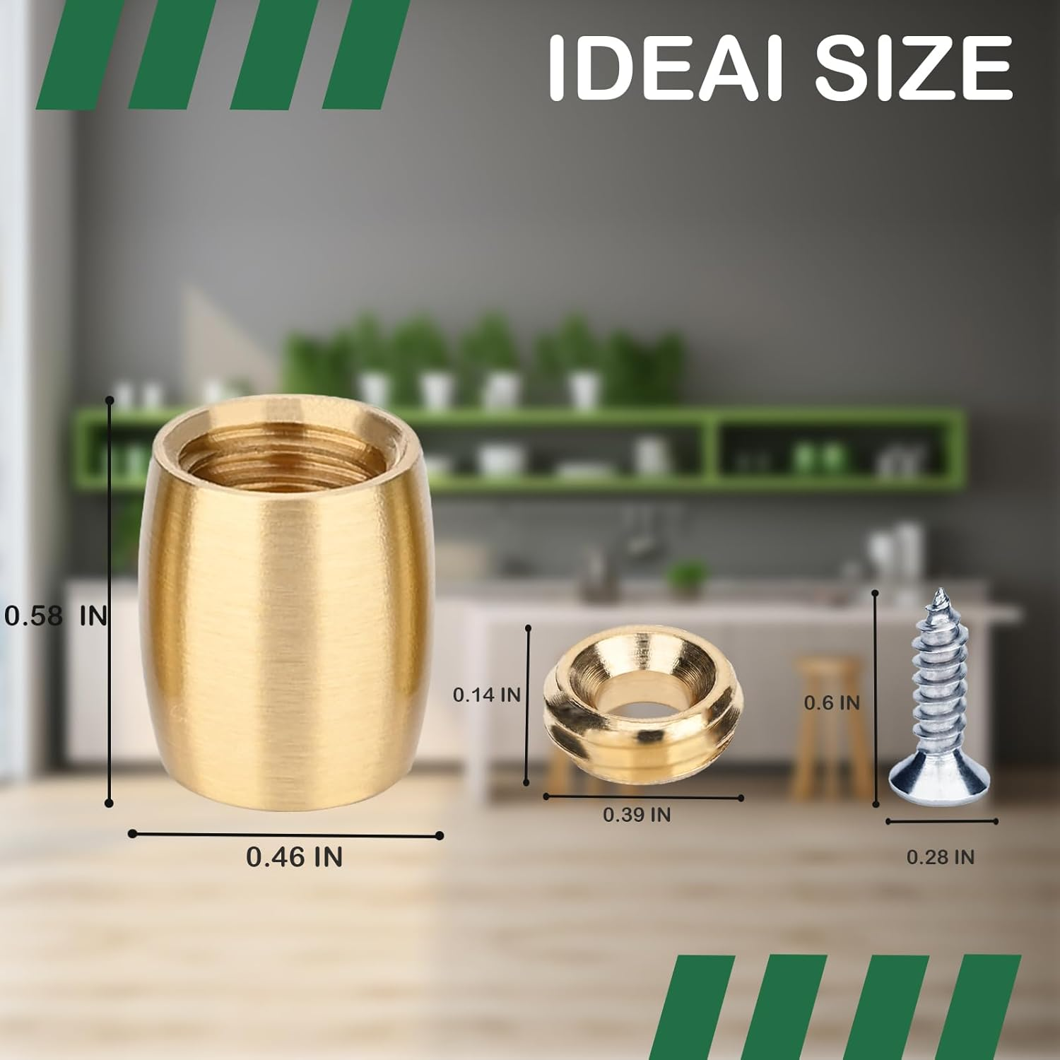 Brass Cutting Board Feet, Chopping Board Feet Set with Silicone Nonslip Pads, Stainless Steel Screws and Brass Washers - Suitable for Kitchen Utensils and All Kinds of Furniture（Drum Shape 4PCS） image number 6