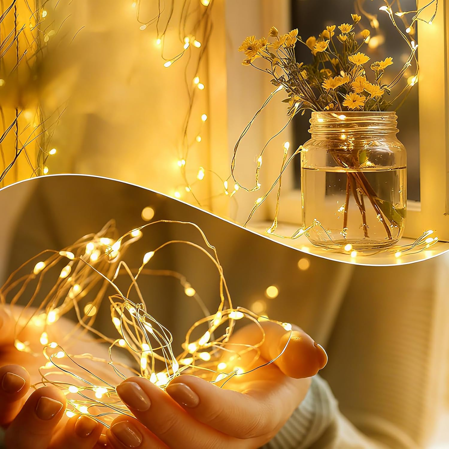 ALEGRE Pack of 6 LED Fairy Lights Battery with Timer, 3 M 30 LED Micro Copper Wire LED Fairy Lights with Timer, Warm White Fairy Lights Indoor Battery Operated for Christmas, Halloween, New Year'S Eve image number 5