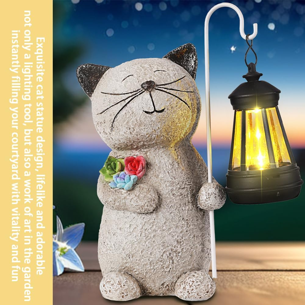 Cat Solar Lights,Courtyard Decoration Night Light,Garden Ornaments Outdoor with Solar Lantern,Sculpture Decor,For Outdoor,Desktop Decor,Patio image number 2