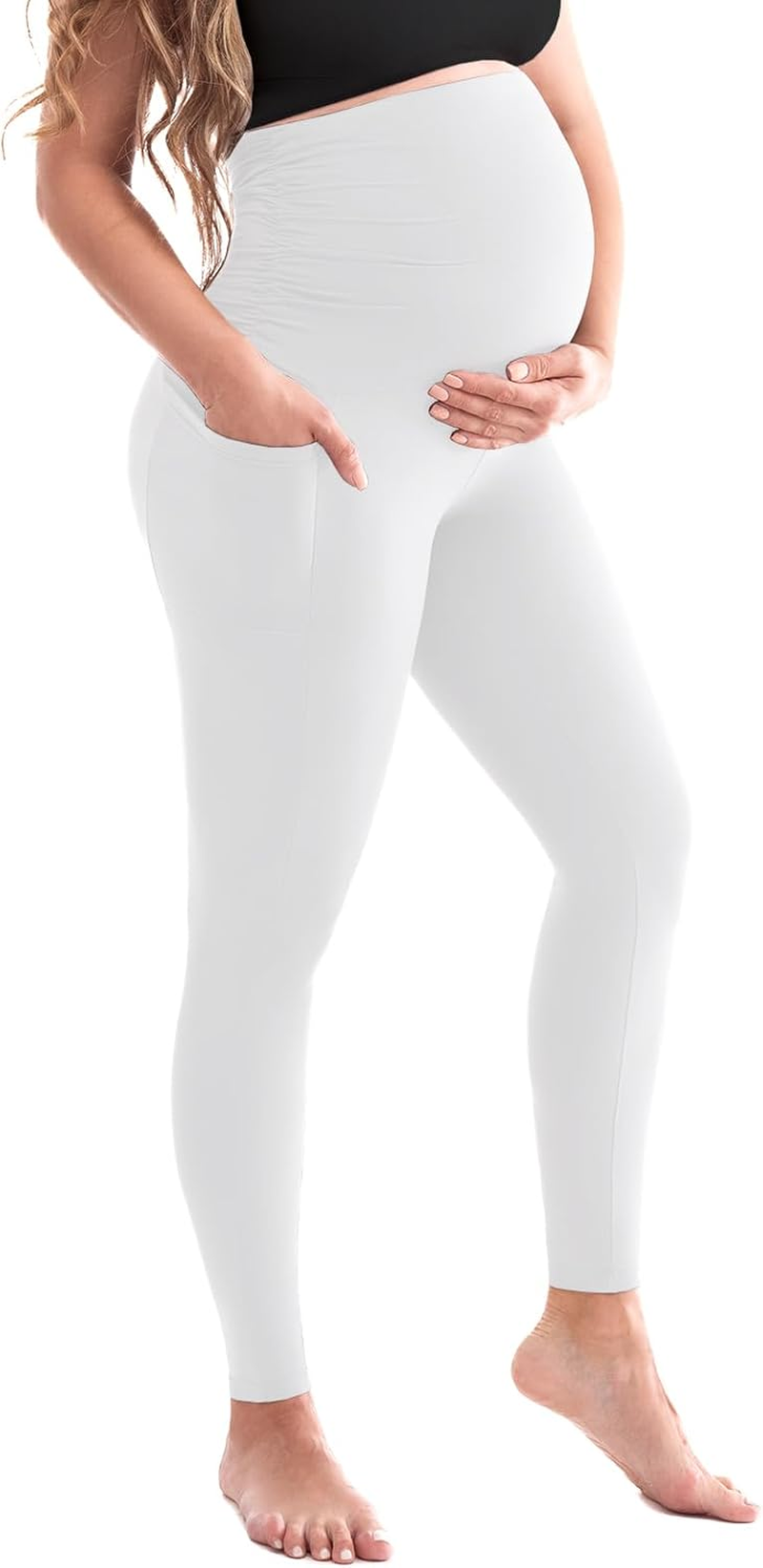 SINOPHANT Women'S Maternity Leggings High Waist Maternity Trousers Opaque Pregnancy Leggings Soft Elastic Maternity Fashion Home Sports Yoga image number 4