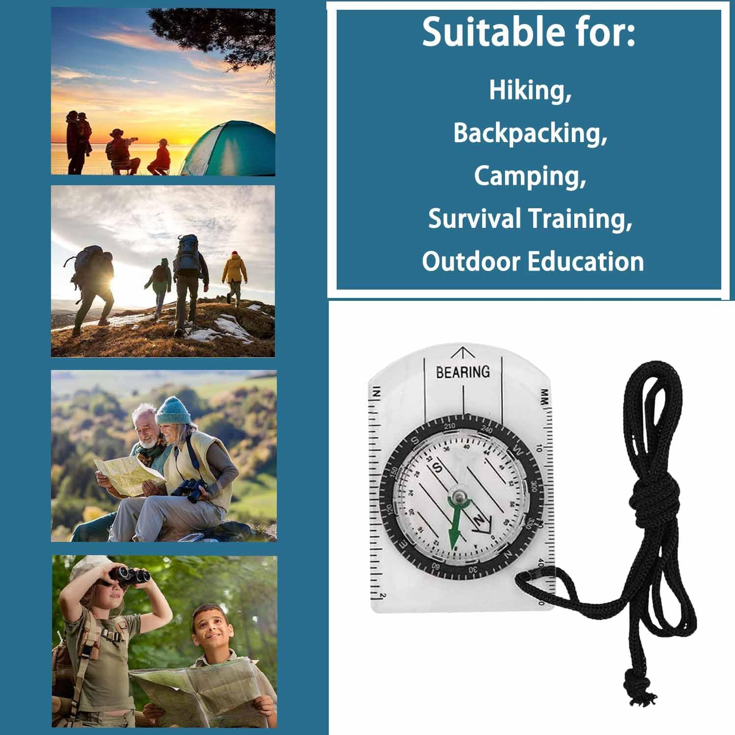 Roczential 2-Pack Orienteering Compass &ndash; Waterproof Hiking Compass with Baseplate Ruler & Lanyard &ndash; Navigation Tool for Camping, Backpacking, Kids, Survival & Outdoor Adventures image number 3