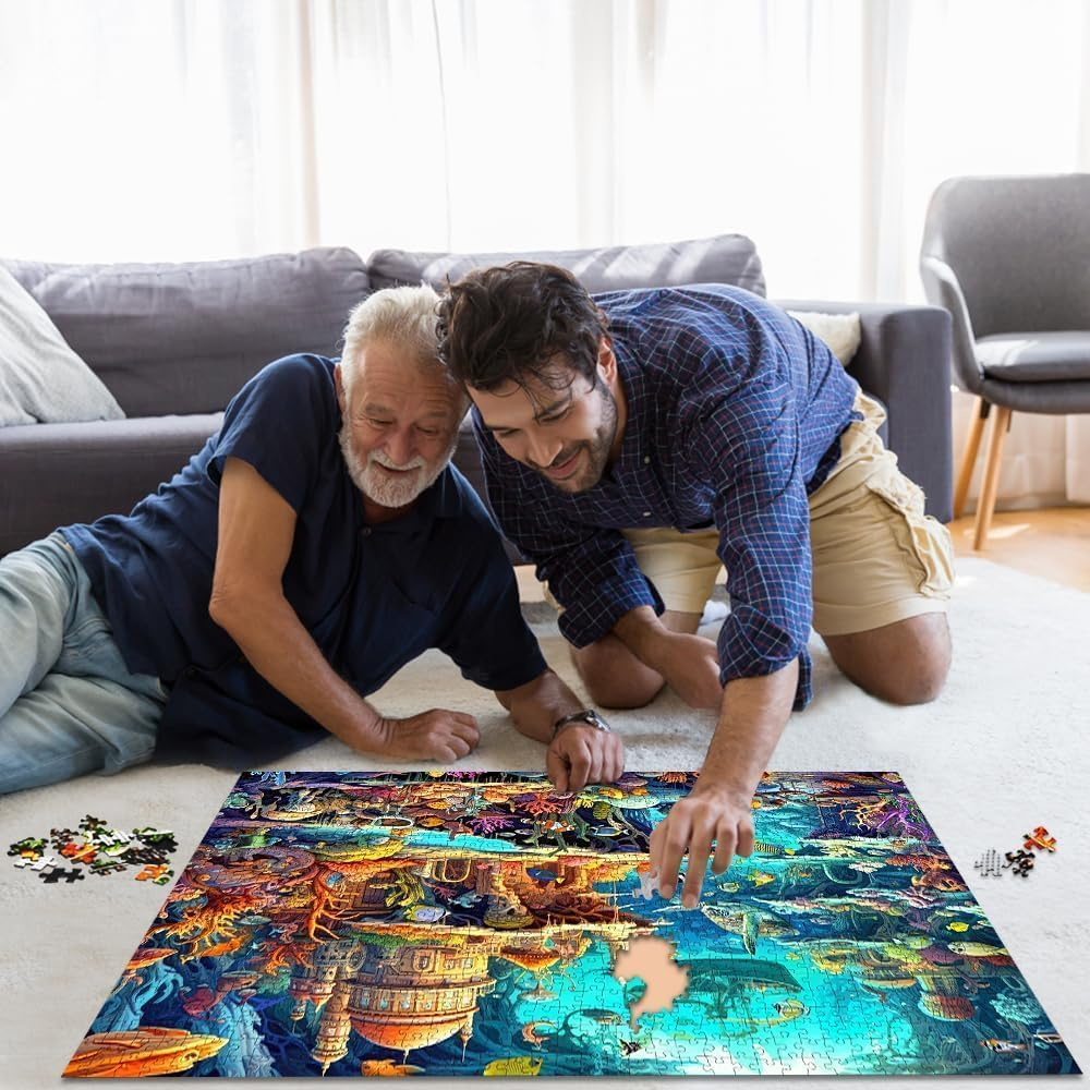 Jigsaw Puzzles for Adults 1000 Pieces, Interlock Perfectly Letter on Back No Dust, Home Decor Birthday Gift Toy for Men Women Elders Seniors, 1:1 Poster - Whimsical Undersea