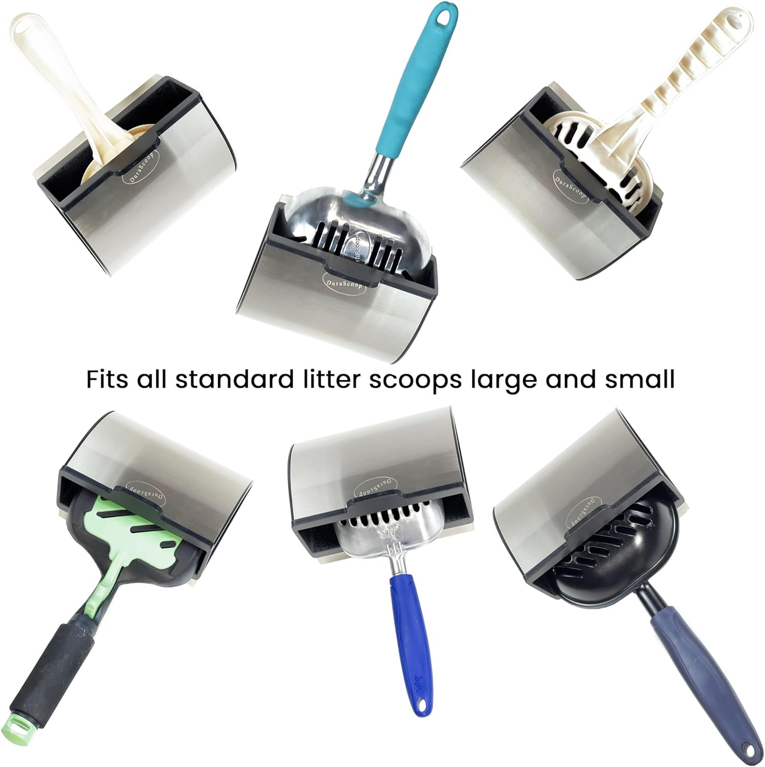 Durascoop Cat Litter Scoop Caddy - Space-Saving, Wall-Mountable Litter Scoop Holder - Easy Hook Fitting for Pans &ndash; Metal Litter Scooper Holder Ensuring Stability image number 2