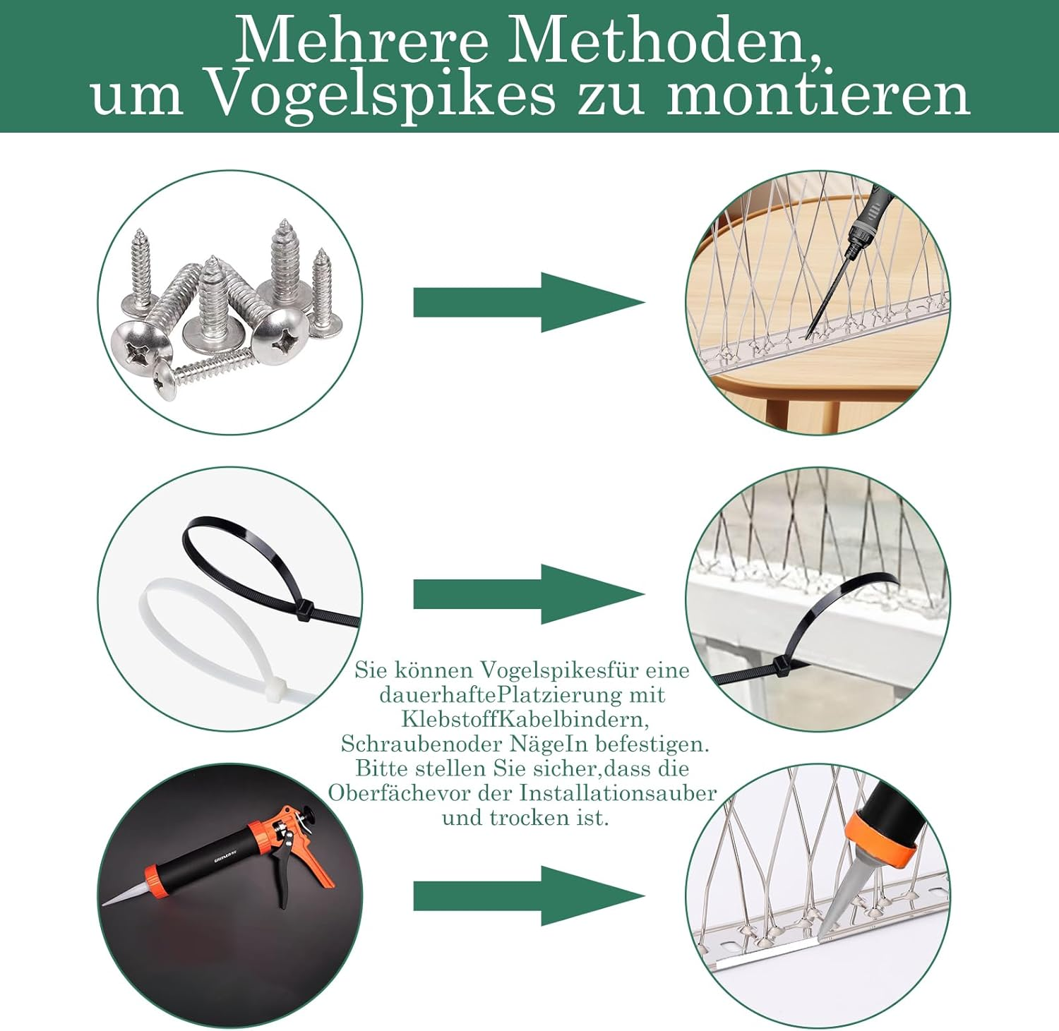 Bird Spikes with Stainless Steel Base, 11.48 Feet （3.5M） Pigeon Spikes, Pigeon Spikes Balcony, Bird Spikes for Balcony Roofs and Window Sills to Protect against Birds, Crows and Woodpeckers image number 5