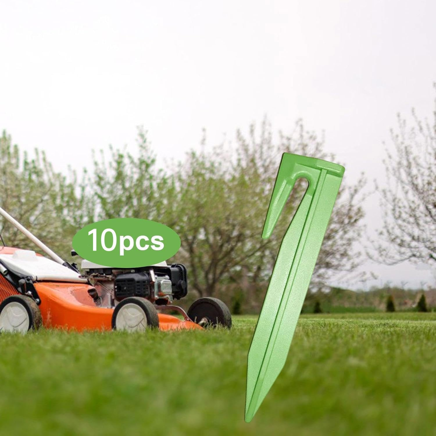 10 Pcs 8.5Cm Outdoor Lawn Mower Boundary Line Signal Line Press Line Nails - Durable Plastic Ground Pegs for Gardening & Landscaping - Green image number 4