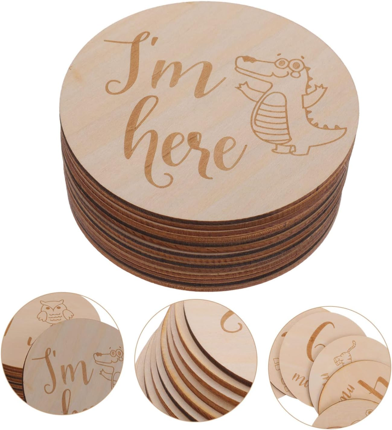 Monthly Milestone Wooden Cards Animal Design Newborn Growth Signs for Photo Sentimental Keepsake for Shower and First Year Memory image number 6