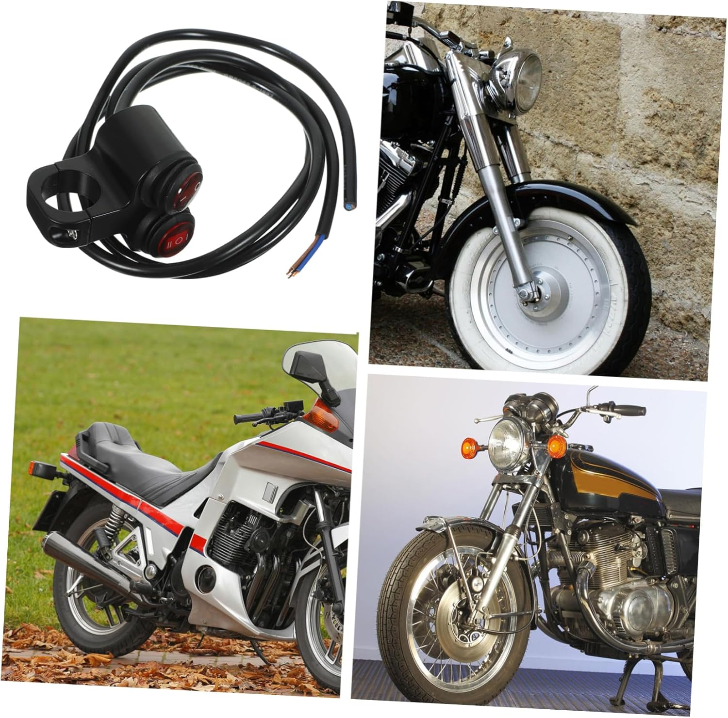 PLAFOPE Motorcycle Handlebar Toggle Switch with Headlight Button 3-Wire Waterproof Motorbike Handlebar Switch for Electric Bikes and Scooters with Indicator Light image number 4