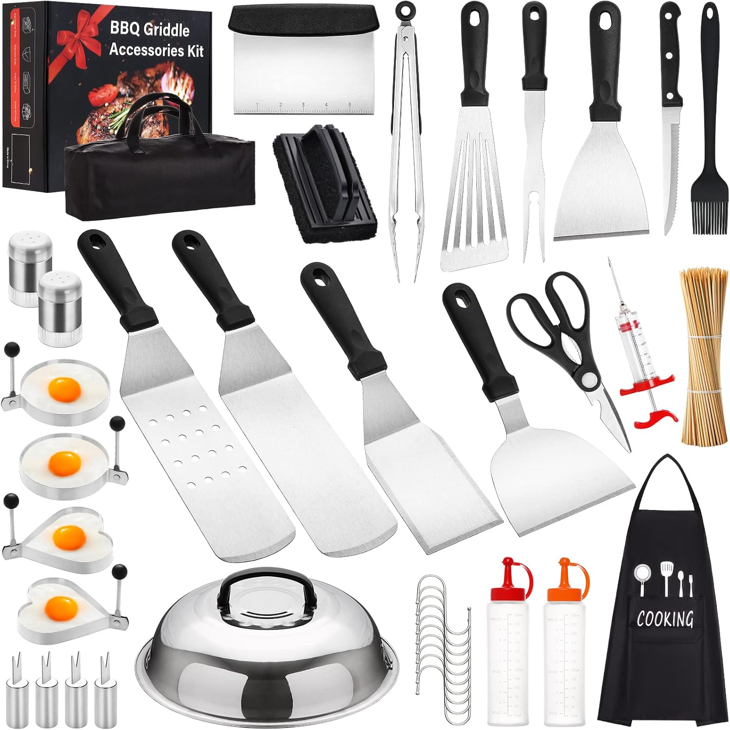 Griddle Accessories Kit, 139PCS Flat Top Griddle Grill Tools Set for Blackstone and Camp Chef, Professional Grill Utensils Set with Spatula, Basting Cover, Scraper for Men Women Outdoor Backyard BBQ image number 6
