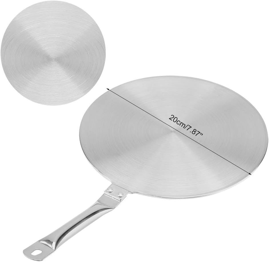 Stainless Steel Heat Diffuser Plate, Cooker Part Induction Adapter for Gas Electric Stove with Handle Suitable for Iron Pan Other Cookware (20Cm)
