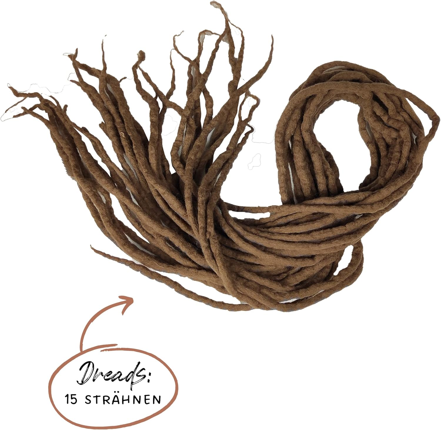 Dreads for Braiding - Wool Dreadlocks - Extensions Made of Real Hair (Wool) from Sheep - Natural Product Made of Sheep'S Wool (15 Strands, Toffee) image number 1