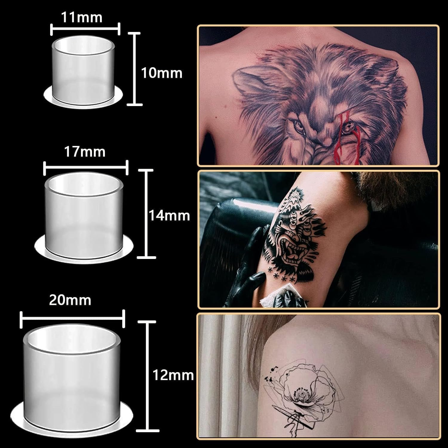 LEAYOKA 569Pcs Artificial Skin Tattoo Set with Tattoo Practice Skin, Tattoo Stencil Paper, Colour Cups, Pen Cases and Grip Tape - Comprehensive Package for Realistic Tattoo Exercises Tattoo image number 1