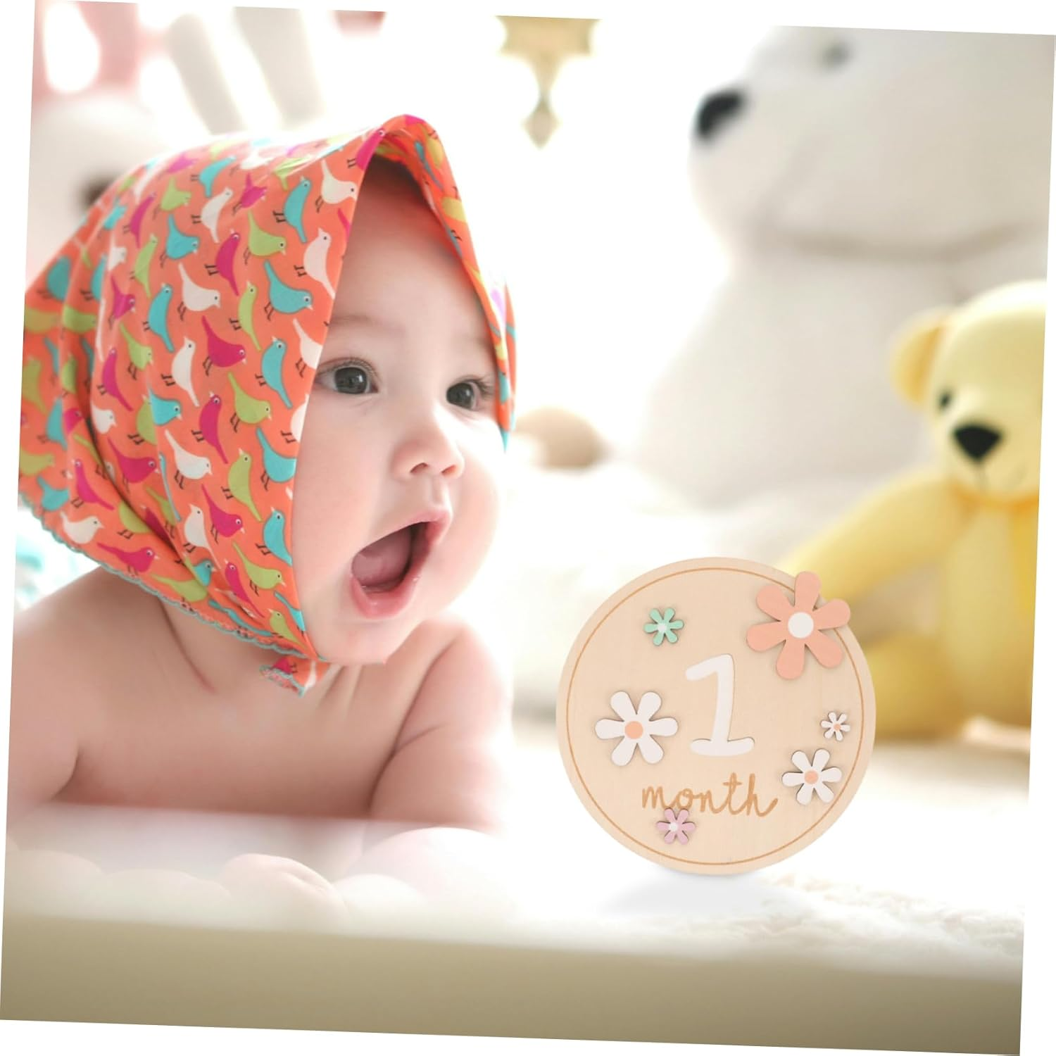 Abaodam Milestone Wooden Cards Monthly Newborn Milestone Sign Photo Prop for Announcement image number 5