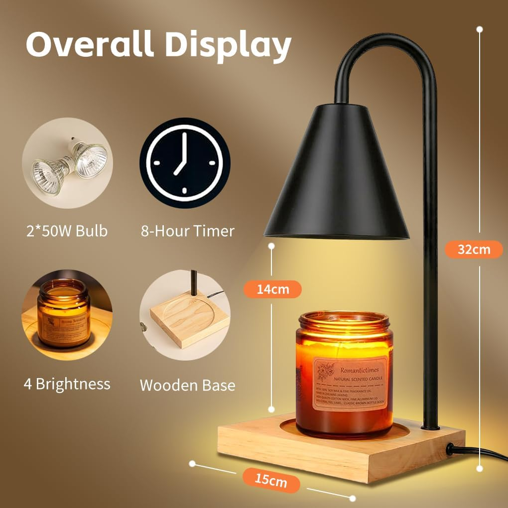 Candle Warmer Lamp Table Lamp with Timer Dimmabe for Scented Jar Candles with 2 Bulbs, Home Decor Products for Christmas Mothers Day Gift Birthday Women & Mom Gifts image number 6