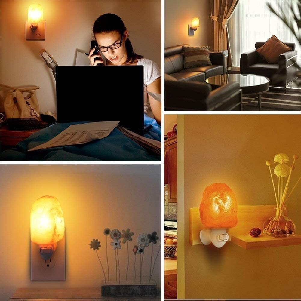 2 Pack Himalayan Salt Lamp Salt Rock Hand Carved Natural Amber Natural Crystal Salt Rock Lamps for Bedrooms Night Light Plug Wall Light Air Purifying Lighting/Decor AU Plug (2 PACK, Natural Salt Lamp) image number 3