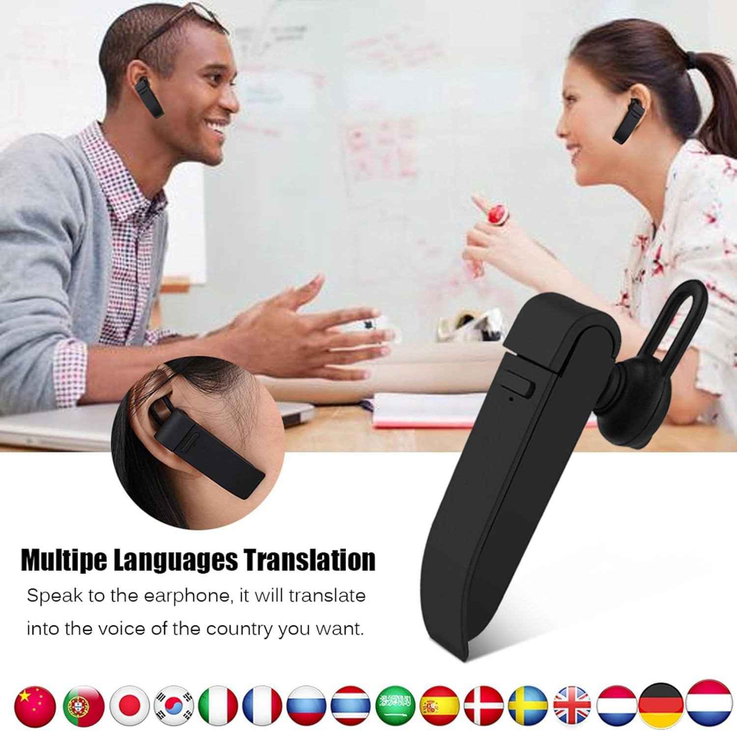 Sustvita Bluetooth Translator Earphone for Travel and Learning. a Compact Voice Translation Earpiece Featuring TWS in Ear Design and Hifi Audio Output image number 3