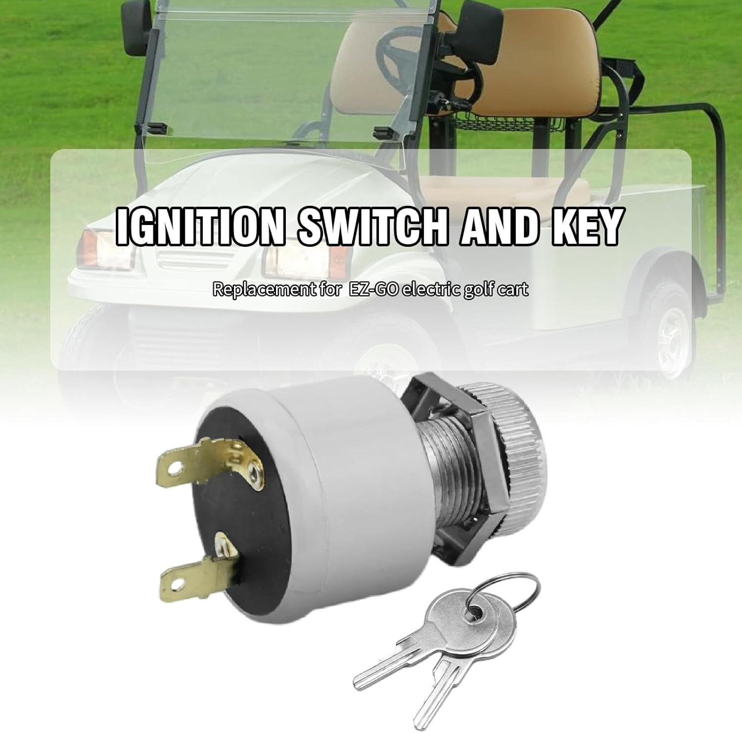 EATAKWARD 17421G1 Ignition Switch W/Key Replacement for EZGO Electric Golf Cart 2 Prong 4 Key Free Terminals Carabiner Golf Cart Starter Switch Ignition Key Switch image number 6