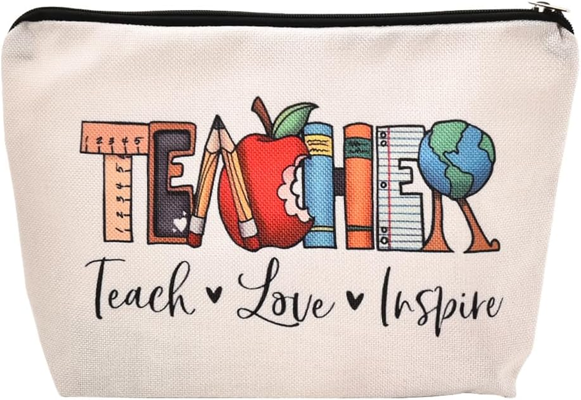 Teacher Floral Cosmetic Bags Women Appreciation Birthday Thank You Gifts for Teachers from Students Makeup Bag for Retired Staff Coworker