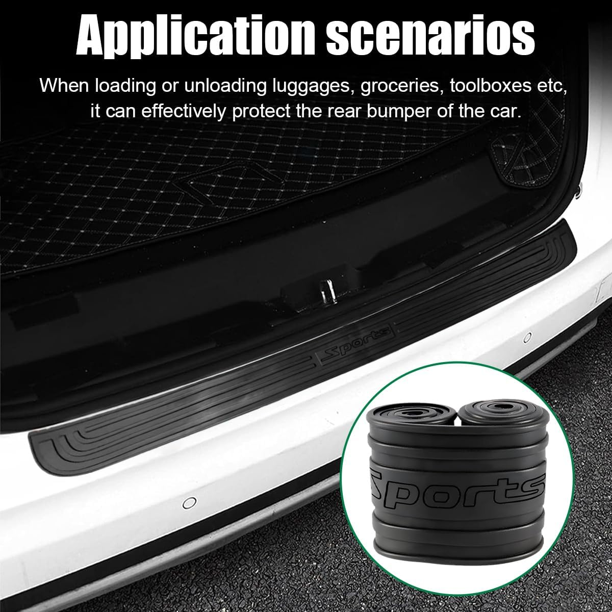 Car Rear Bumper Guard, Anti-Scratch Auto Trunk Door Entry Protector, Non-Slip Bumper Protection Strip for Most Cars, Suvs, Trucks, Universal Exterior Car Accessories (Sport, 35") image number 3