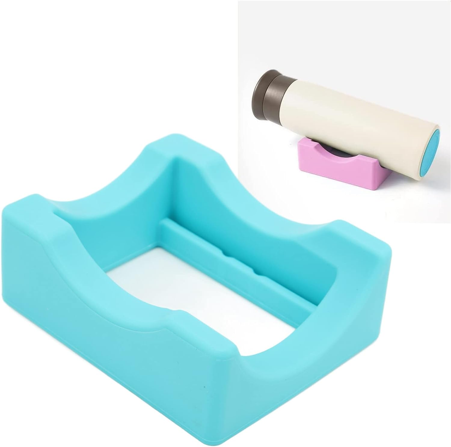 Silicone Cup, Non Slip Cup for Crafting Portable Tumbler Holder for Crafts Silicone Cup Cup Holder with Built in Slot for Decals on Cups and Bottles (Blue) - Pink image number 4