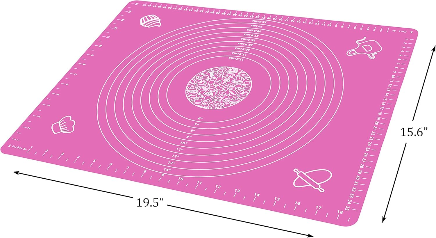 Silicone Baking Mat for Rolling Pastry Dough with Measurements, 19.7" X 15.7" BPA Free Non Stick and Non Slip Pink Table Sheet Baking Supplies for Bake Pizza Cake image number 4