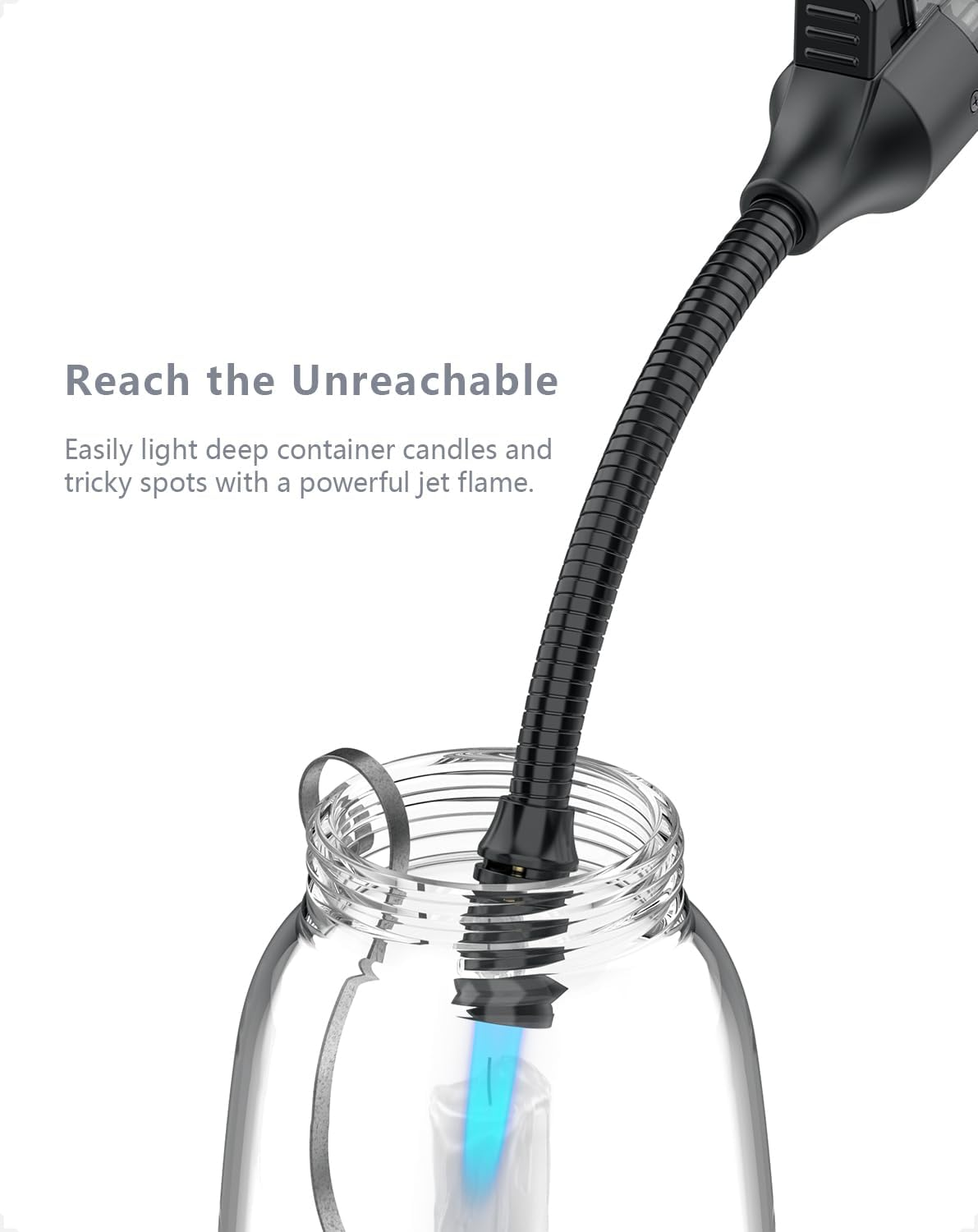 Long Flexible Lighter Jet Flame Torch Lighter Refillable Windproof Lighter for for BBQ, Stove, Candle, Kitchen Cooker, Hobs, (Sold without Gas)(Pack of 2)