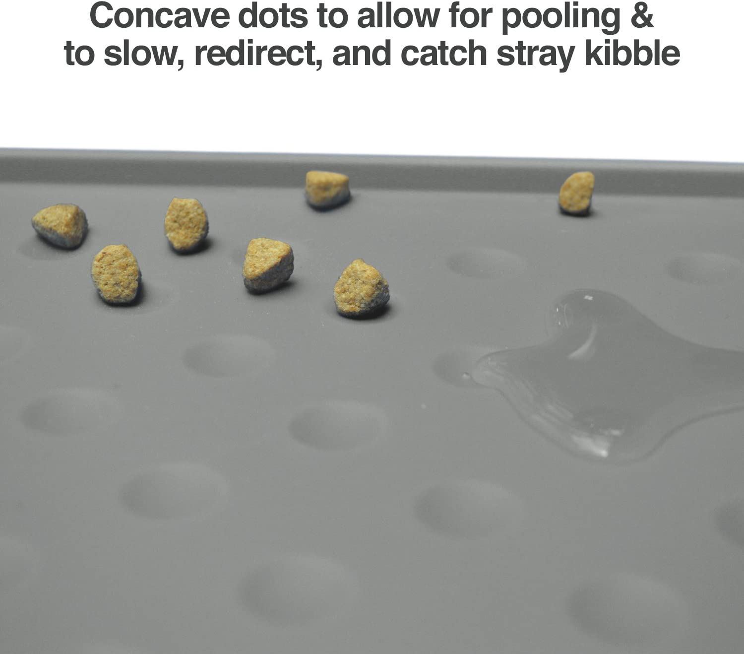 Petfusion Toughgrip Large plus Dog Food Mat [Just the Right Size before Getting Too Big @ 27.5 X 17.5]. Waterproof, Extra Tough FDA Grade Silicone, Grey