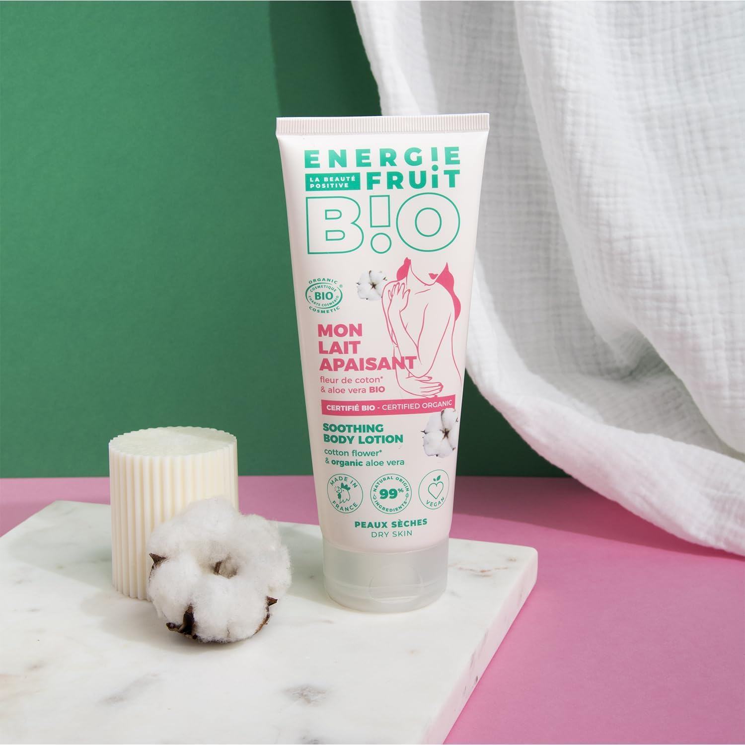ENERGIE FRUIT Soothing Body Milk Organic Certified by Ecocert Cotton Flower & Aloe Vera Vegan 200 Ml image number 2