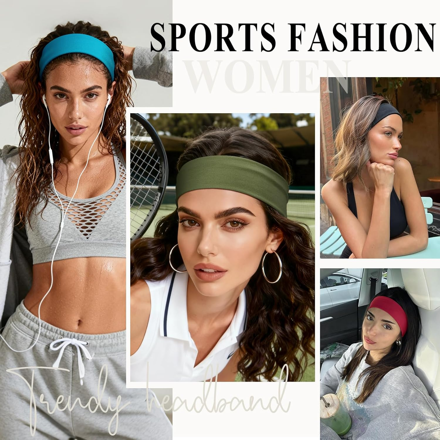 Tumurup Women'S Sports Headband, 7 Pieces Hair Band, Women'S Thin Elastic Hair Bands, Non-Slip Headband, Soft Hair Band, Yoga, Fitness, Running image number 3