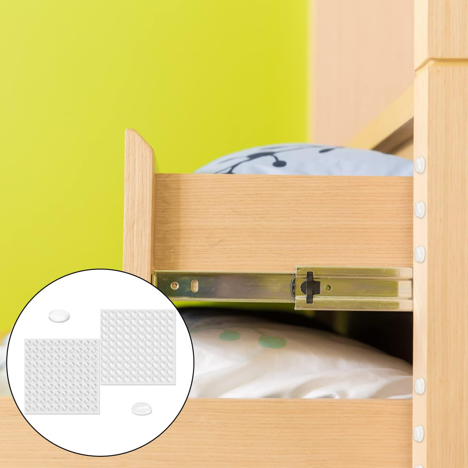 Cabinet Door Bumpers, 200 Pcs Self Adhesive Clear Sound Dampening Rubber Pads for Cabinets Drawer Picture Frame Sound Dampening (8Mm)