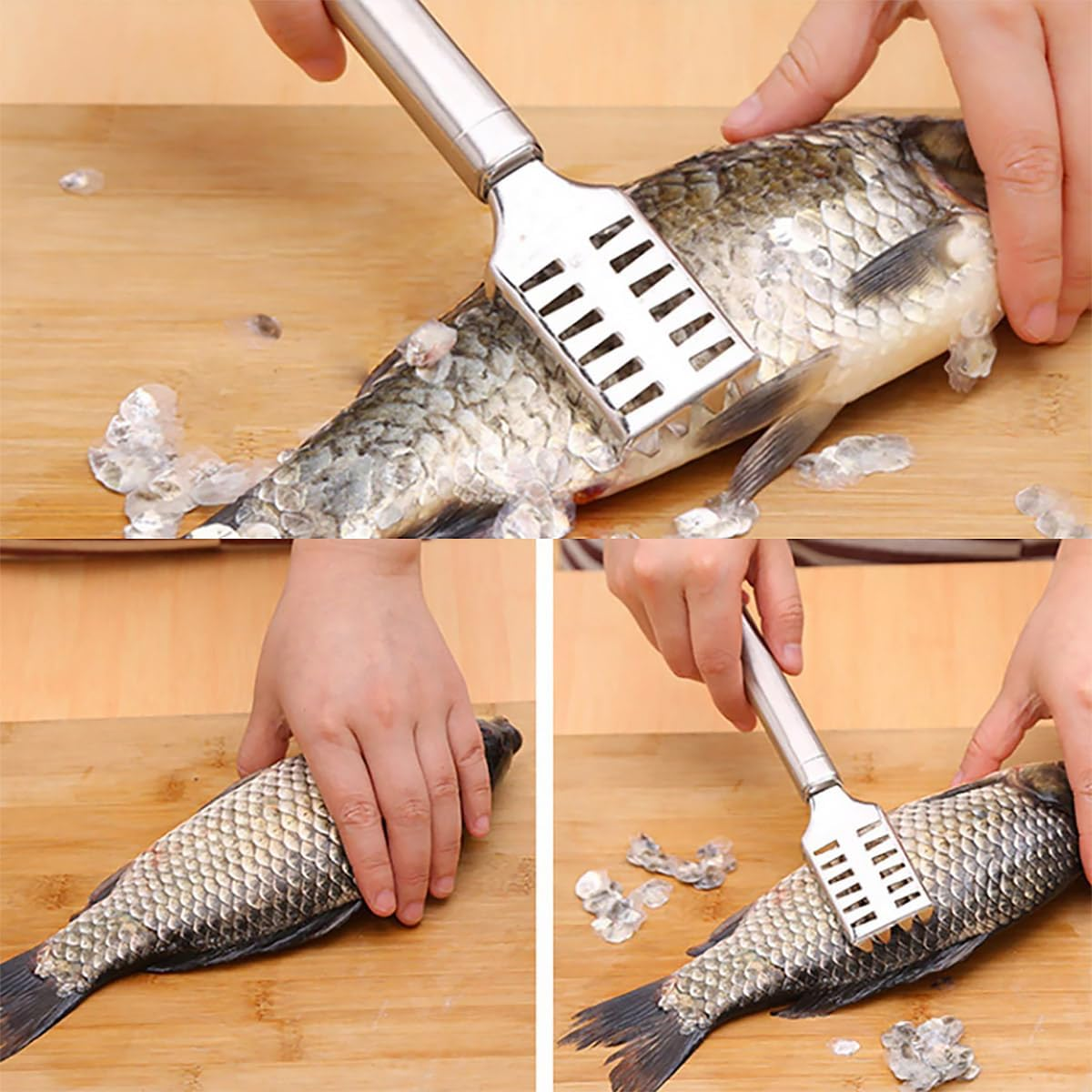 AIMALL Stainless Steel Fish Scaler, 7.68-Inch Scale Remover with Ergonomic Handle for Efficient Fish Skin Peeling image number 4