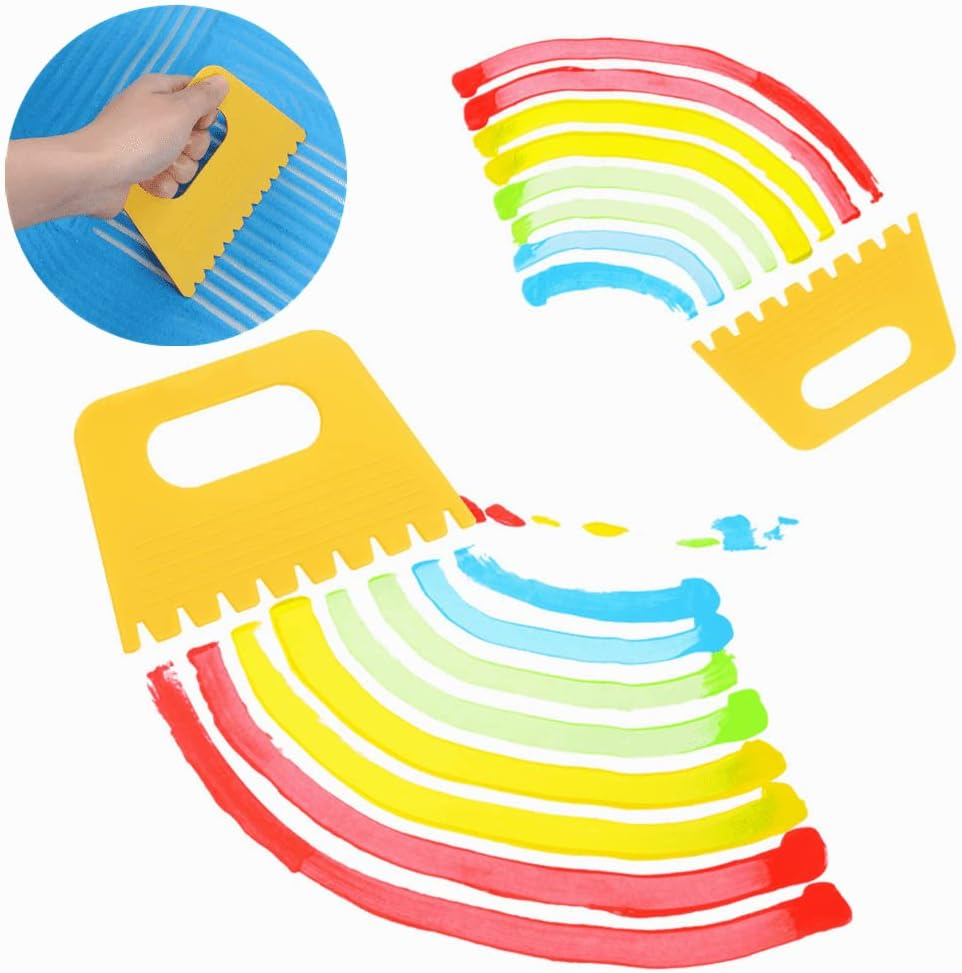 8 PCS Plastic Scraper Tools DIY Line Graffiti Tools Colored Plastic Paint Scrapers for Toddlers Kids Paint Crafts DIY Line Graffiti image number 3