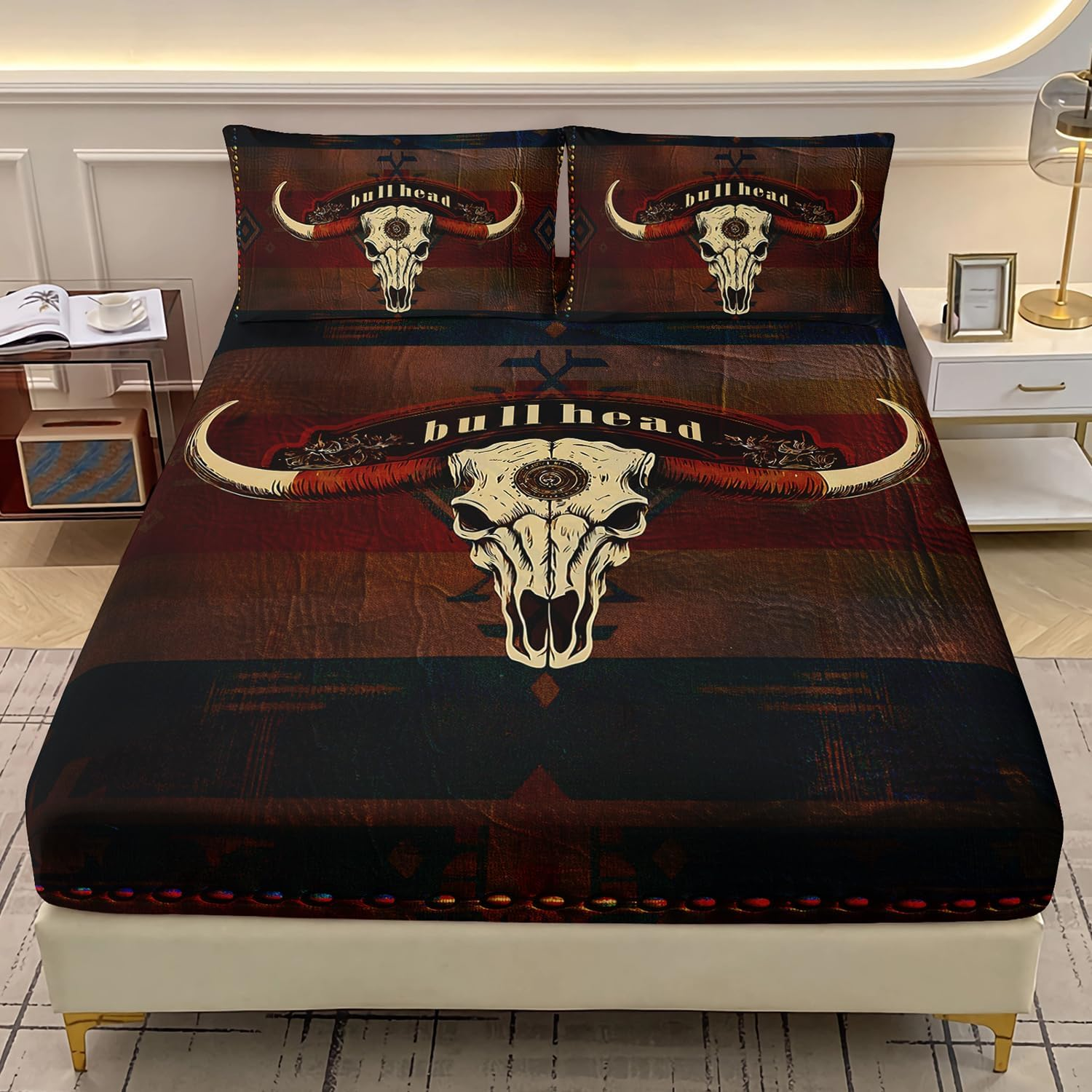 AILONEN 3D Horse Fitted Sheet Set Twin XL Size, Galloping Horse Bedding Set for Kids Girls Boys,Vintage Animal Print Bed Sheet Set for Bedroom Decor,1 Fitted Sheet + 2 Pillowcases,3 Pieces