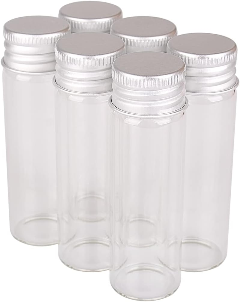 24 Pieces 18Ml Mini Glass Bottles with Aluminium Lids Small Glass Vials Wishing Jars Potion Bottles image number 6