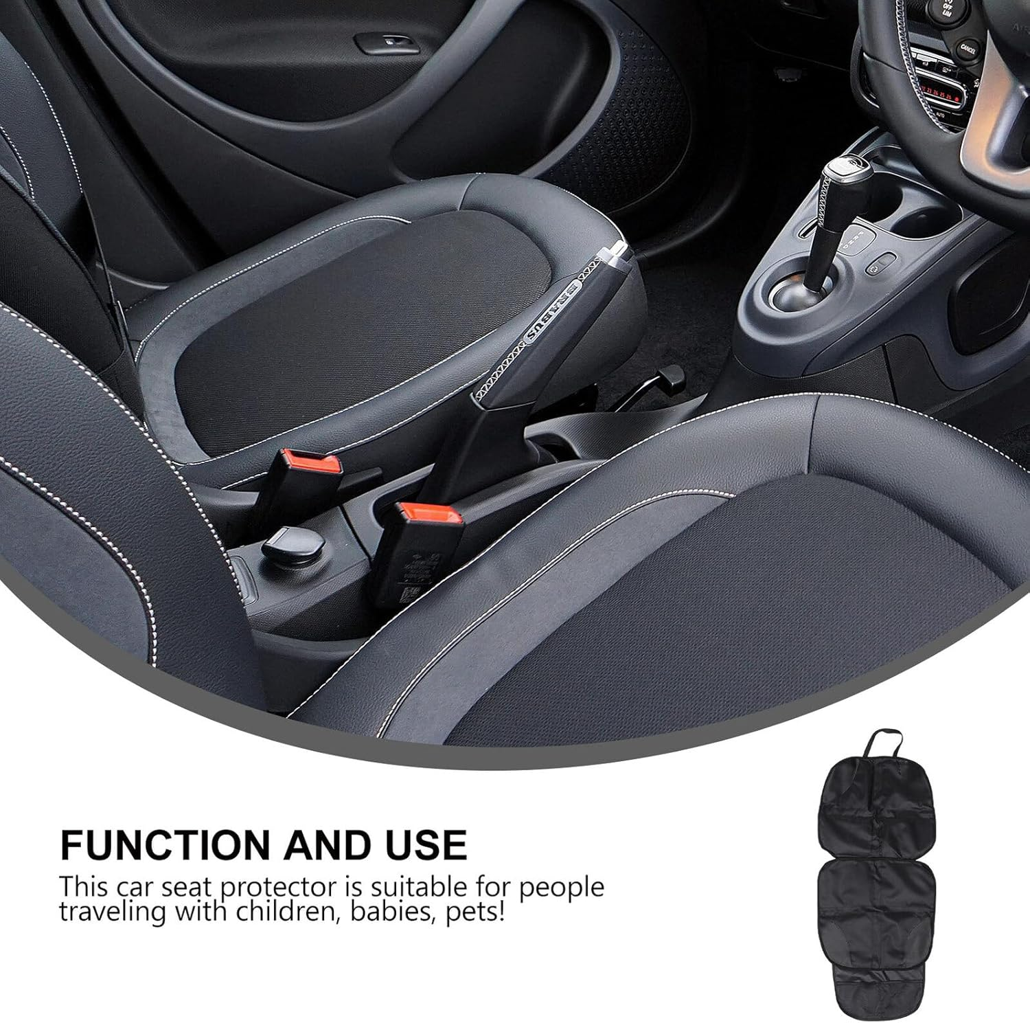 DECHOUS Car Seat Protector Mat with Padding and Large Mesh Storage Pockets Auto Protector for Seats Easy Installation Black Cover for Car Interior Cleanliness image number 6