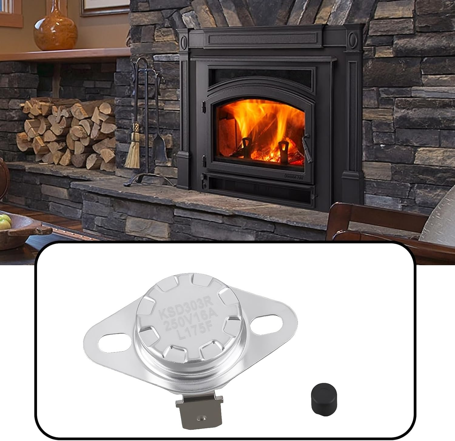 Emagtech KSD303R Temperature Switch 230-1960 Snap Disc Switch Compatible with Quadra-Fire Contour, 250V/16A 175F image number 2