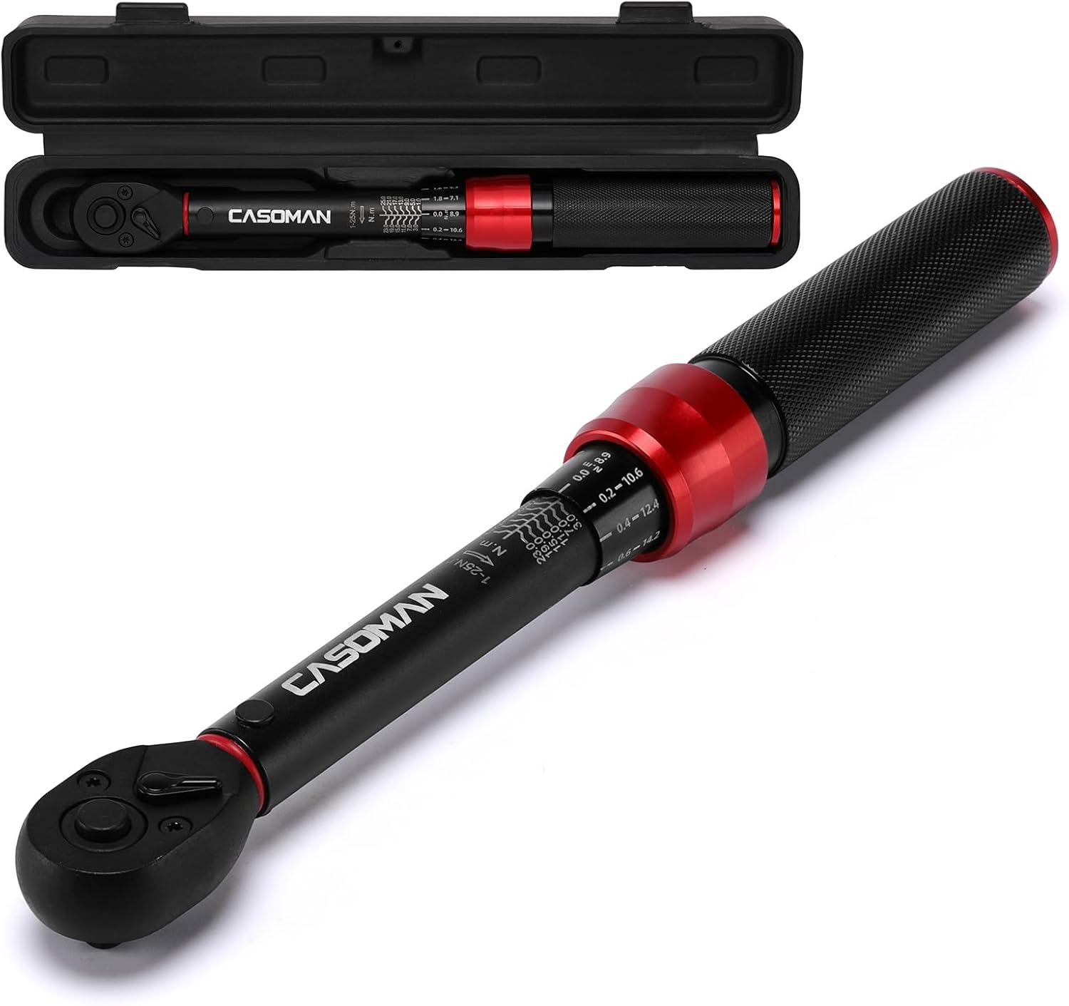 CASOMAN Torque Wrench 1/4-Inch Drive, 1-25Nm Bike Torque Wrench, &plusmn; 3% Error Accuracy, Dual Direction with 72 Teeth image number 2