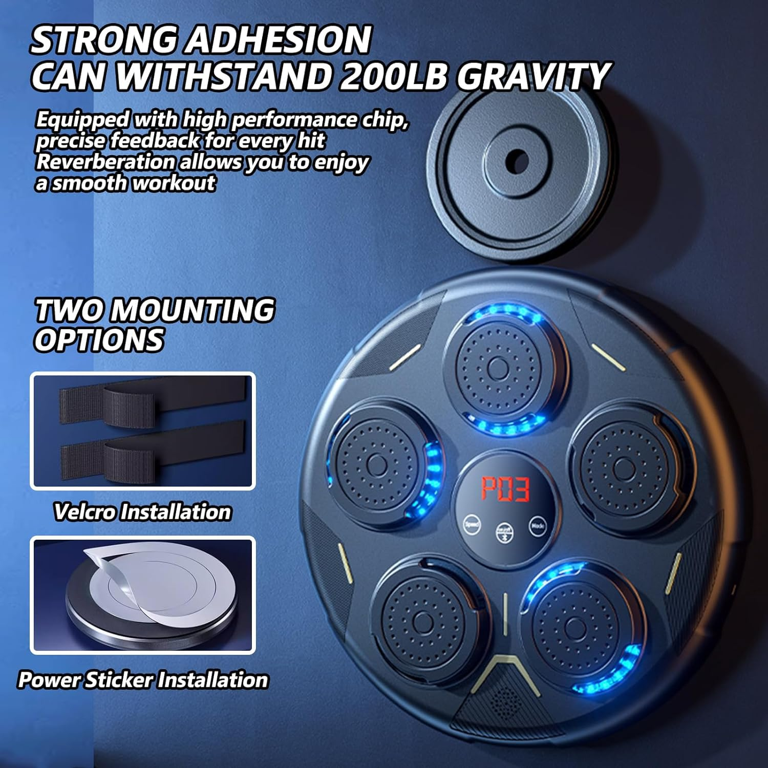 2025 New Boxing Traing Machine, Smart Music Boxing Machine Wall Mounted with Boxing Gloves, Bluetooth Boxing Training Punching Equipment for Kids Adults Home Workout Stress Relief image number 6