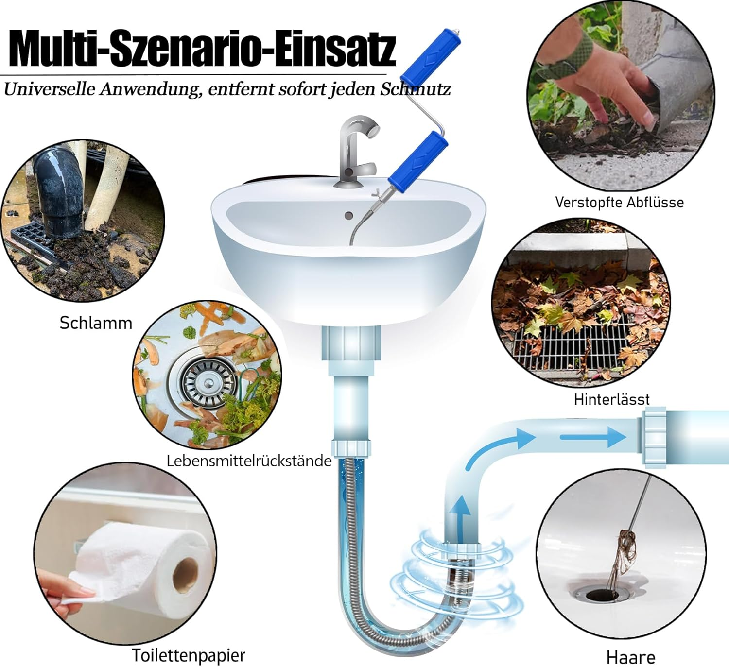 GYHMTOO Pipe Cleaning Spiral, Diameter 6 Mm, Drain Cleaner Spiral, Cleaning Spiral with Electric and Manual Adapters, Pipe Cleaner Spiral Pipe Cleaning Shaft, Efficient Pipe Spiral (6 Mm, 5 M) image number 5