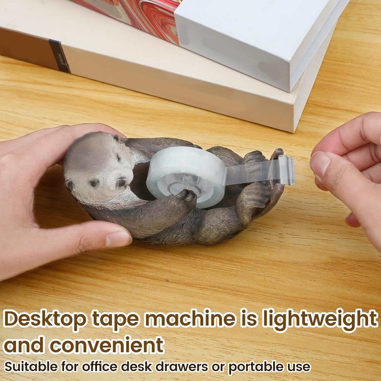 HSHGZSR Tape Dispenser Cute Animal Decor Figurine Resin Tape Holder Roll Holder Resin Stationery Desk Organizer Tape Cutting Tools Fun Small Tape Dispenser for Home School Office