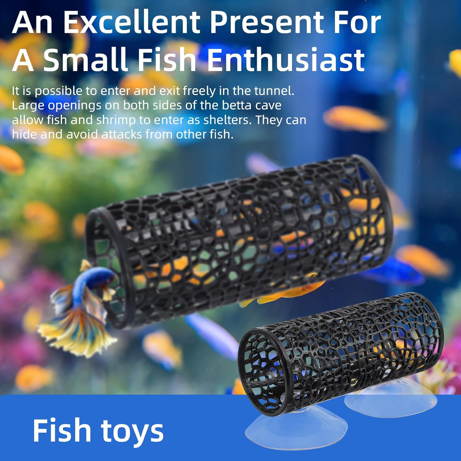Betta Fish Toys, Black Betta Fish Hammock and Betta Tunnel, Safe Aquarium Decor for Small Fish & Shrimp, Betta Tank Accessories with Suction Cups, Perfect Hideout and Play Area for Betta Fish - Green image number 6