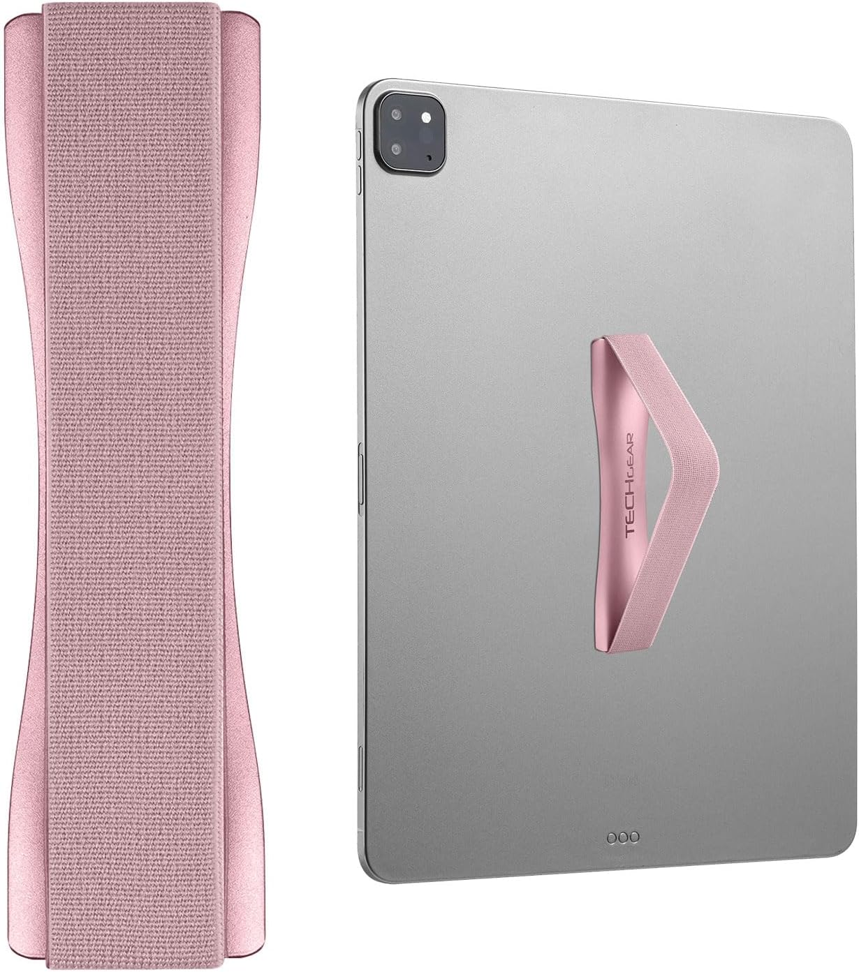 TECHGEAR Tablet Hand/Finger Grip Holder, Elastic Adhesive Grip Strap Universal Loop to Stick on Back of Tablets and Cases for Tablet, Ipad, Samsung Tabs, Lenovo, Handheld Devices and More - Pink