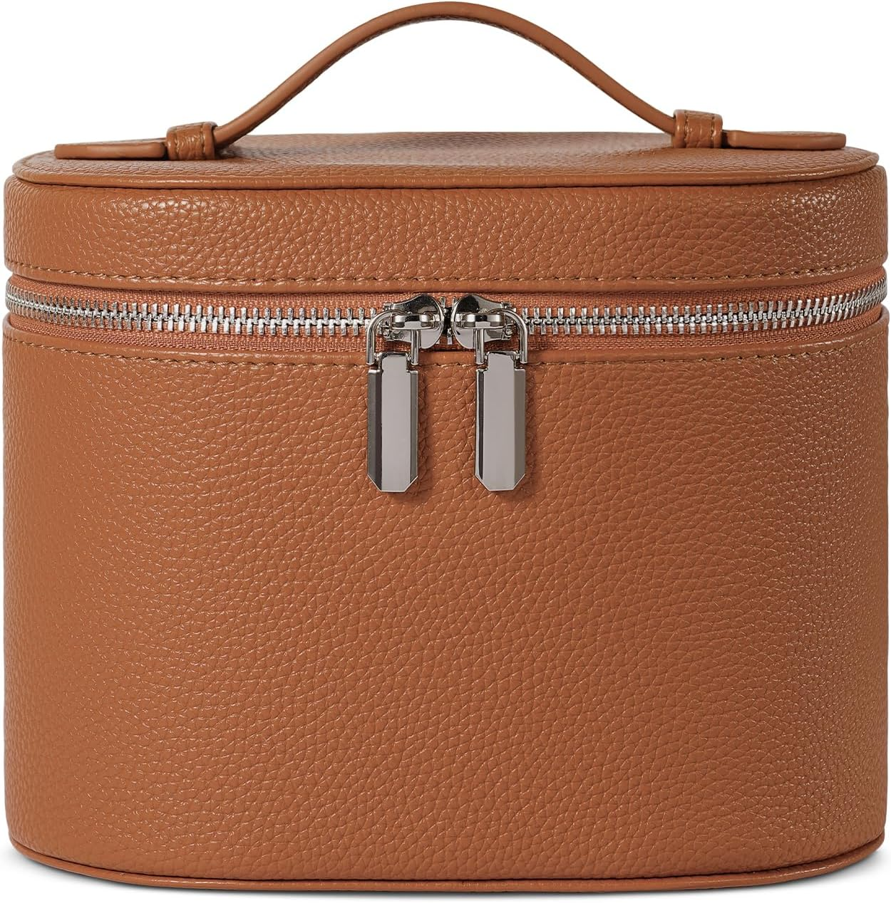 Makeup Bag, Travel Leather Cosmetic Bag with Removable Divider, Portable Make up Case Organizer Bags with Compartments and Handle