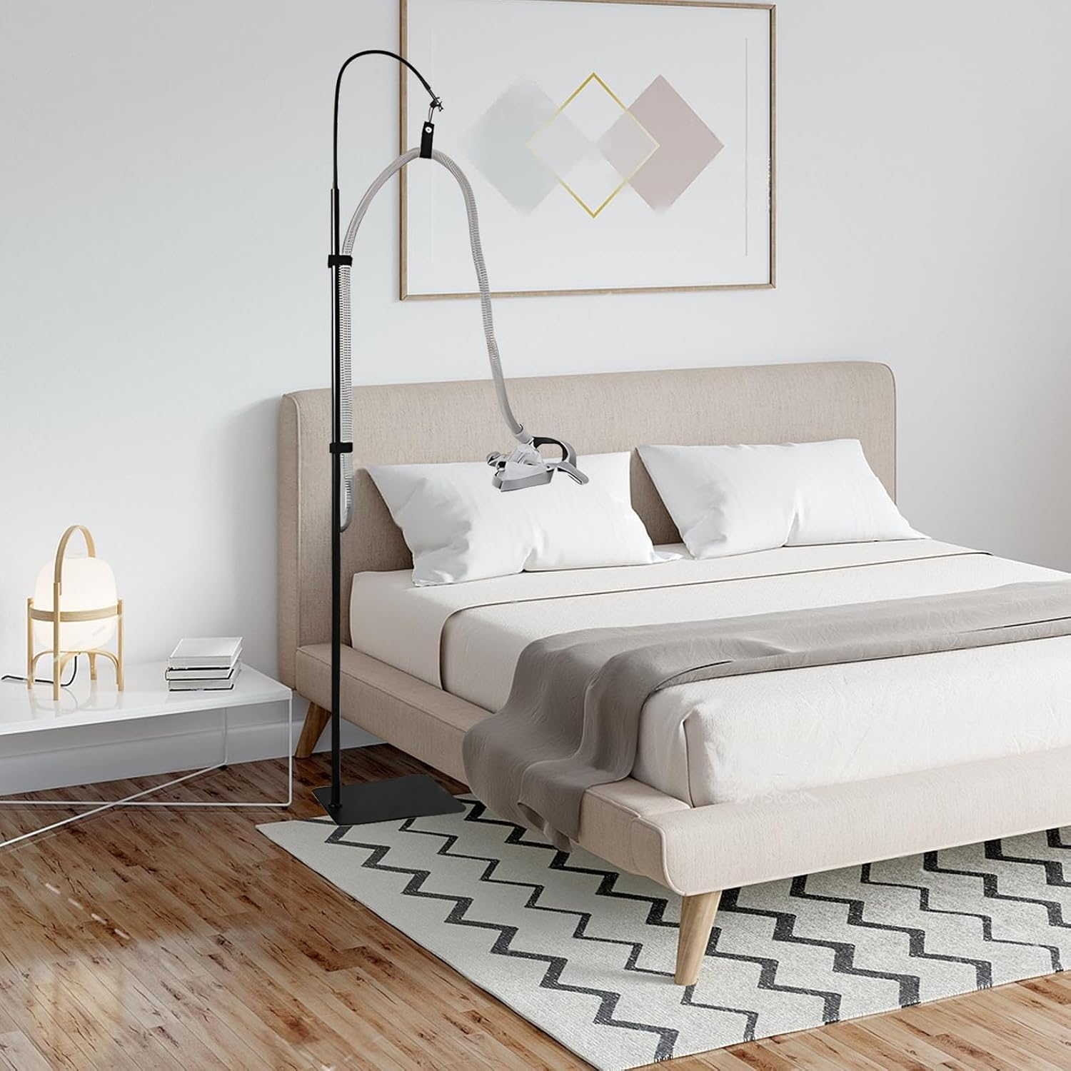 HDBHBH CPAP Hose Holder for Bed - Adjustable Height & Angle, Anti-Tangle Tube Lifter, Prevents Hose Leakage & Blockage, Sleep Apnea Hose Holder, Easy to Install & Remove (Only Holder) image number 5