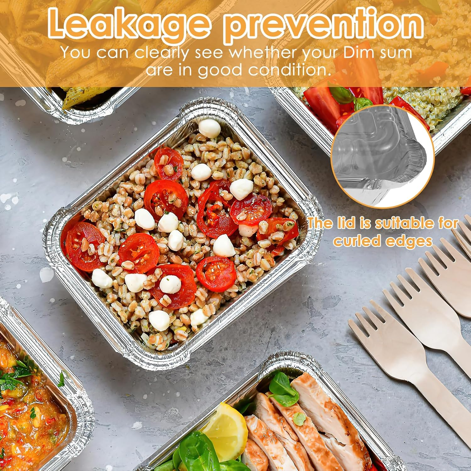 25 Pcs Aluminium Foil Baking Trays, Aluminium Foil Trays Containers, Aluminum Pans with Lids, Non-Stick Aluminum Foil Baking Pans, Tin Foil Pans for Baking Cooking Roasting Heating and Freezer image number 6