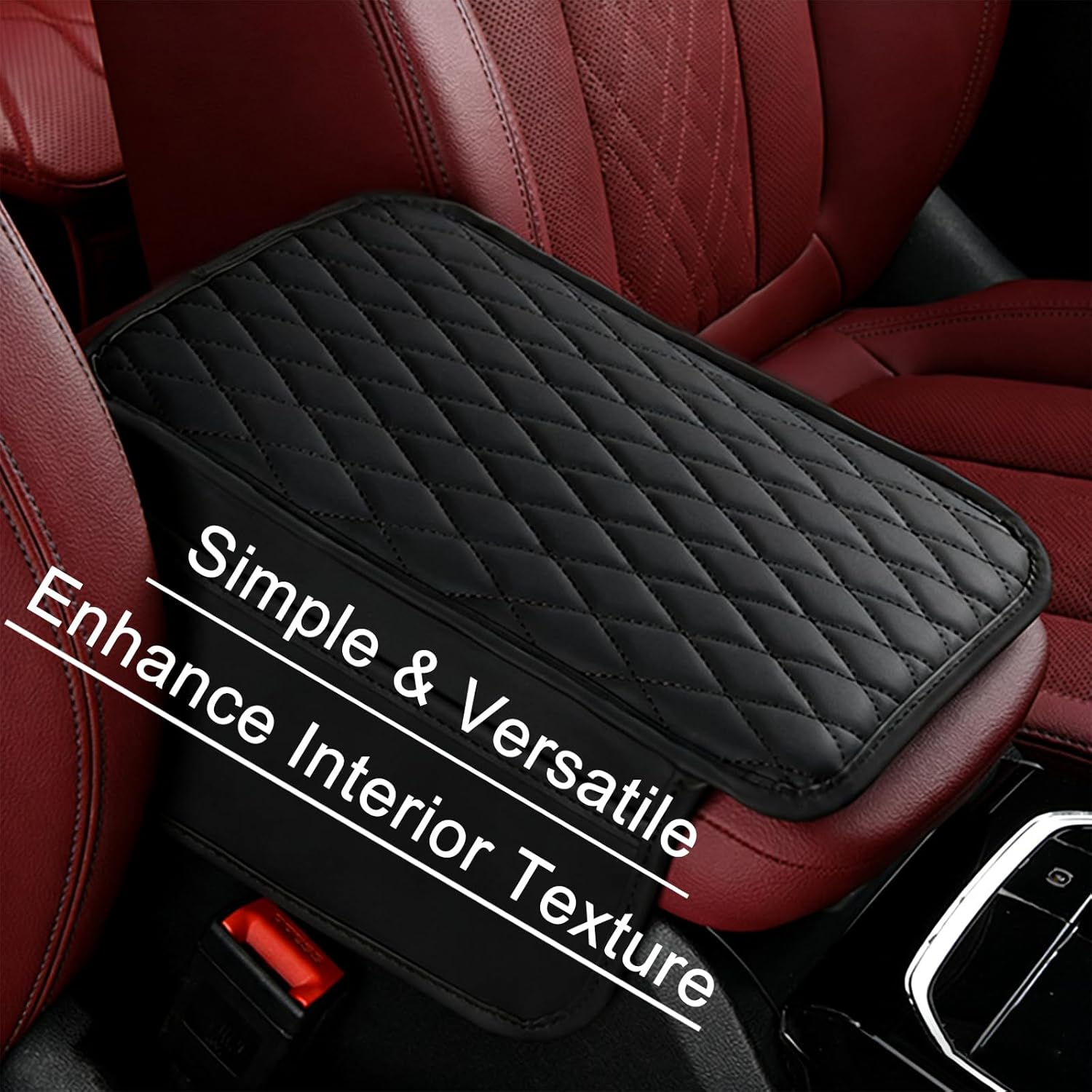 Upgraded Car Center Console Cover Microfiber Leather Armrest Cover Cushion with 2 Storage Bags Car Armrest Storage Box Car Interior Accessories for Most Vehicles Black Padded Armrest Protector image number 3